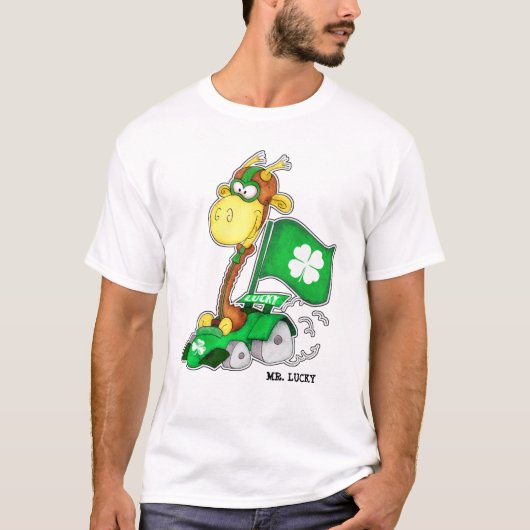 Mr. Lucky. Funny Giraffe St.Patrick's Day T-Shirt (Vorderseite)