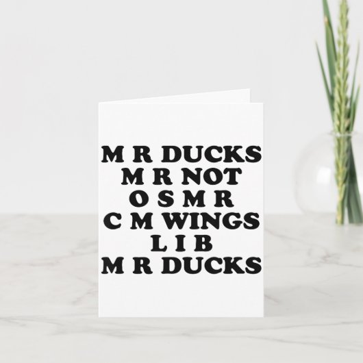 Mr M R Ducks T, Funny Duck Lover, Waterfowl Quote Karte (Vorderseite)