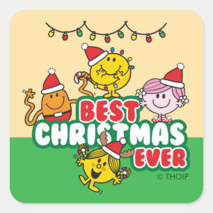 Mr Men Little Miss Bestes Weihnachten Aller Zeiten Quadratischer Aufkleber