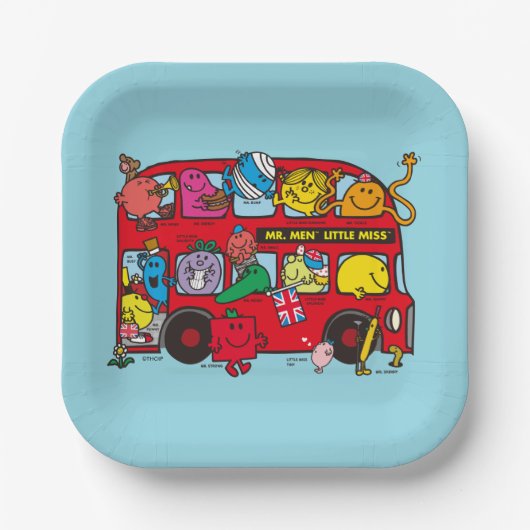 Mr Men & Little Miss Bus Pappteller (Vorderseite)