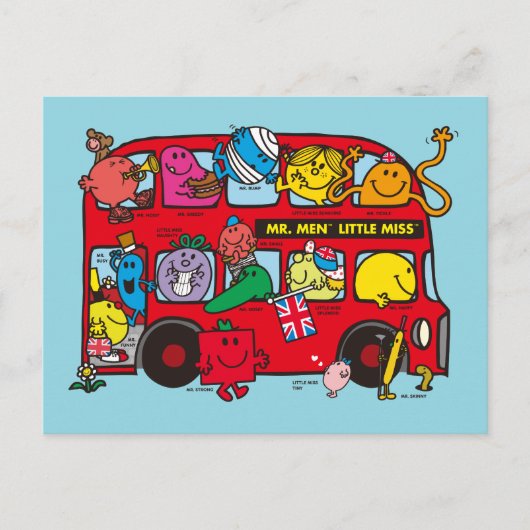 Mr Men & Little Miss Bus Postkarte (Vorderseite)