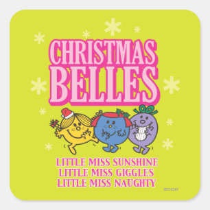 Mr Men Little Miss Christmas Belles Quadratischer Aufkleber