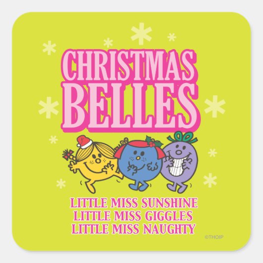 Mr Men Little Miss Christmas Belles Quadratischer Aufkleber (Vorderseite)
