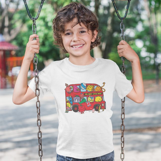 Mr Men & Little Miss Crowded Bus Tri-Blend Shirt (Kid wearing shirt)
