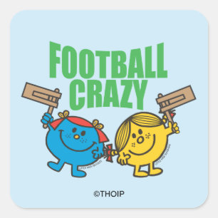 Mr Men Little Miss Football Crazy Quadratischer Aufkleber