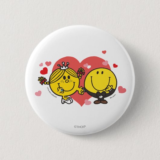 Mr Men Little Miss Happy Sunshine Wedding Button (Vorderseite)