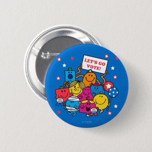 Mr Men Little Miss Lass uns abstimmen! Button (Vorne & Hinten)
