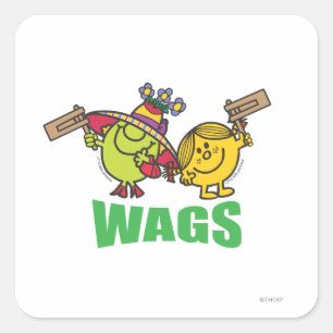 Mr Men Little Miss Wags Quadratischer Aufkleber