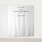 Mr Mers Herz Foto Hintergrund Hochzeit Wandteppich (Vorderseite)