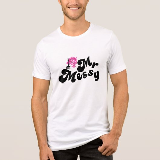 Mr. Messy | Cleaning With Broom Tri-Blend Shirt (Vorderseite)