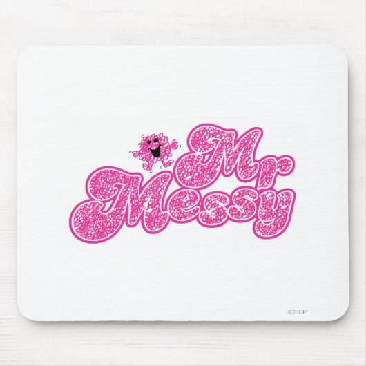 Mr. Messy | Funkelrosa Name Mousepad (Vorne)