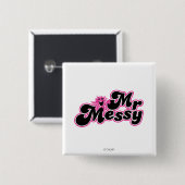 Mr. Messy | Große schwarz-rosa Buchstaben Button (Vorne & Hinten)