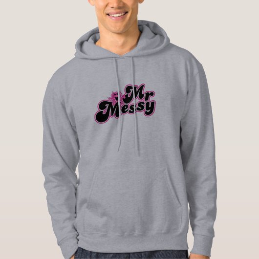 Mr. Messy | Große schwarz-rosa Buchstaben Hoodie (Vorderseite)