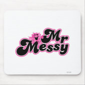 Mr. Messy | Große schwarz-rosa Buchstaben Mousepad (Vorne)