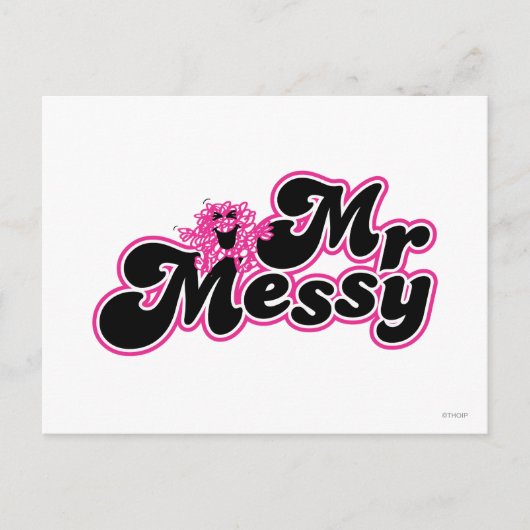 Mr. Messy | Große schwarz-rosa Buchstaben Postkarte (Vorderseite)