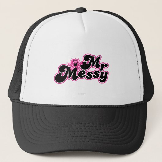 Mr. Messy | Große schwarz-rosa Buchstaben Truckerkappe (Vorderseite)