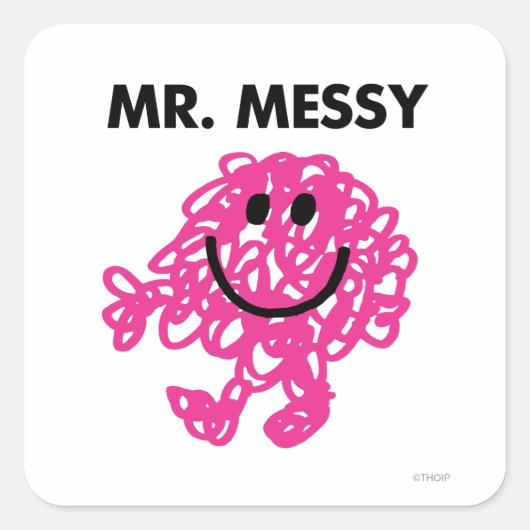 Mr. Messy | Klassische Pose Quadratischer Aufkleber (Vorderseite)