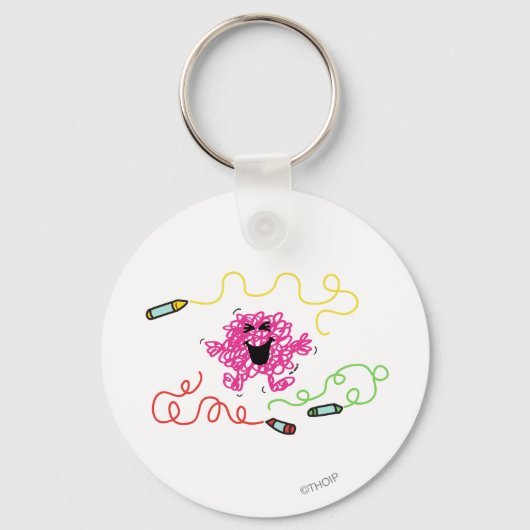 Mr. Messy spielt mit Crayons Schlüsselanhänger (Vorderseite)