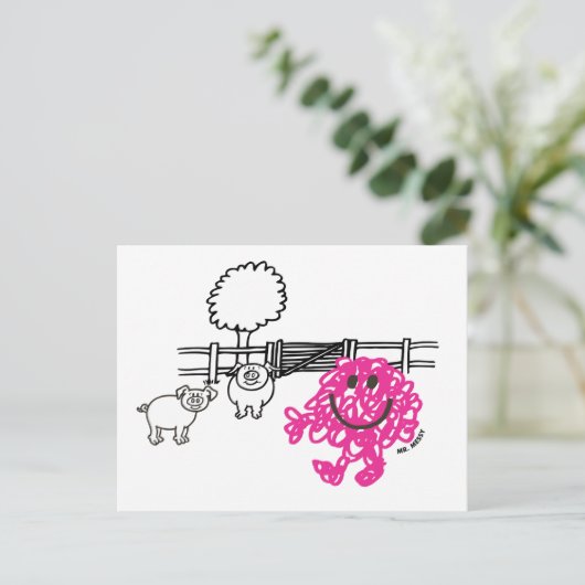Mr. Messy & Two Pigs Postkarte (Stehend Vorderseite)