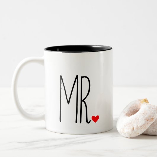 MR mit Herz Zweifarbige Tasse (Mit Donut)