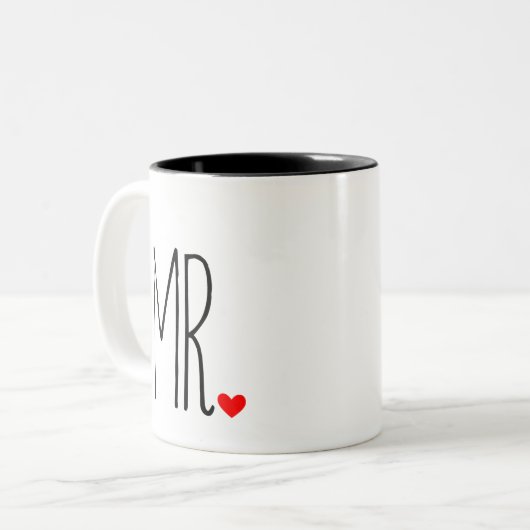 MR mit Herz Zweifarbige Tasse (Vorderseite Links)