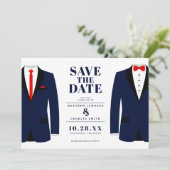 Mr. & Modern Wedding Navy Tux - Save the Date (Stehend Vorderseite)