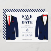 Mr. & Modern Wedding Navy Tux - Save the Date (Vorne/Hinten)