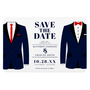 Mr. & Modern Wedding Navy Tux - Save the Date Magnet