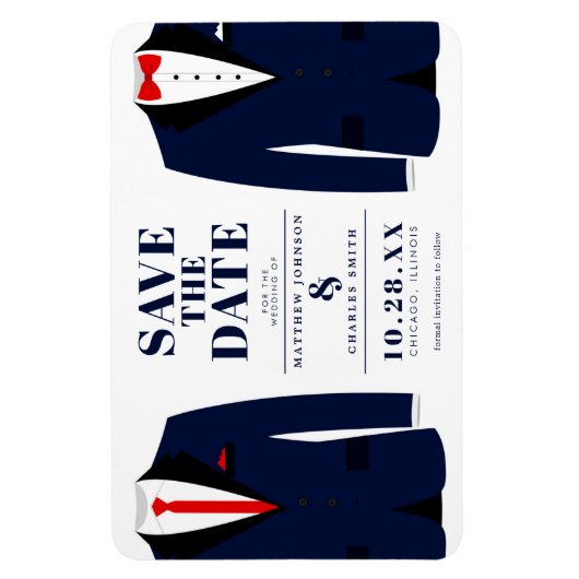 Mr. & Modern Wedding Navy Tux - Save the Date Magnet (Vertikal)