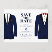 Mr. & Modern Wedding Navy Tux - Save the Date Postkarte (Vorderseite)