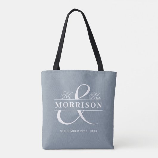 Mr. Monogram Dusty Blue Wedding Tasche (Rückseite)
