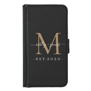 Mr. Monogram Names Year Gold Black Geldbeutel Hülle Für Das Samsung Galaxy S5