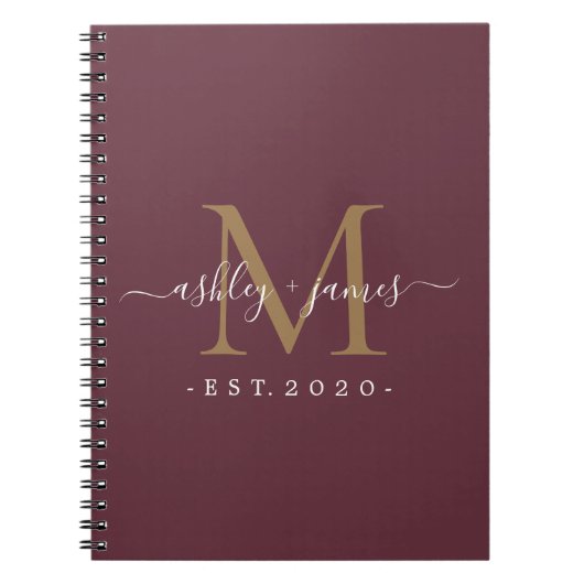 Mr. Monogram Names Year Gold Burgundy Notizblock (Vorderseite)