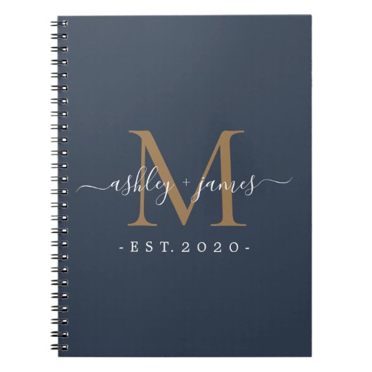 Mr. Monogram Names Year Gold Dark Blue Notizblock (Vorderseite)