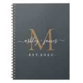Mr. Monogram Names Year Gold Gray Notizblock (Vorderseite)