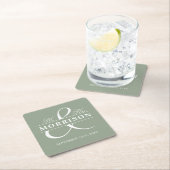 Mr. Monogram Sage Green Wedding Rechteckiger Pappuntersetzer (Vor Ort)