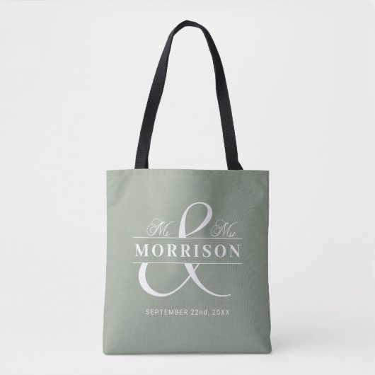 Mr. Monogram Sage Green Wedding Tasche (Vorderseite)
