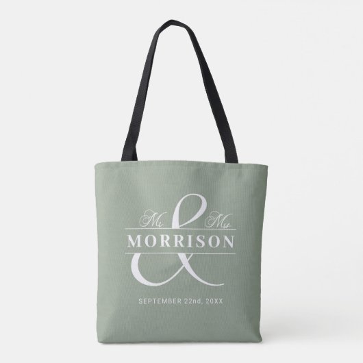 Mr. Monogram Sage Green Wedding Tasche (Rückseite)