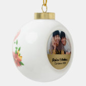 Mr & Mr Gay Marriage Gold Damask Foto Keramik Kugel-Ornament (Links)