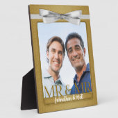 Mr & Mr Gay Wedding Gold Damask Foto Fotoplatte (Seite)