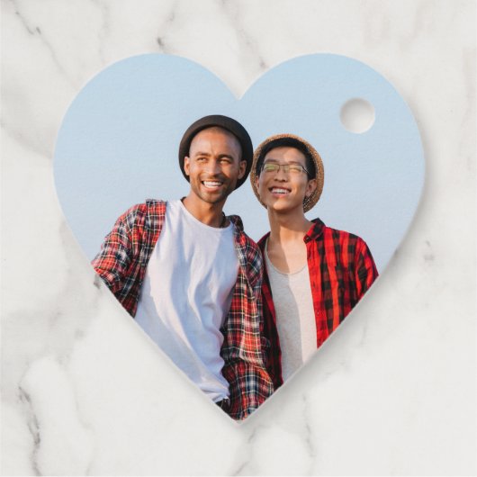 Mr. & Mr. Gold und Silver Gay Wedding mit Foto Geschenkanhänger (Rückseite)