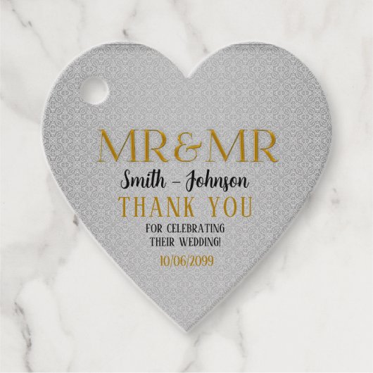 Mr. & Mr. Gold und Silver Gay Wedding mit Foto Geschenkanhänger (Vorderseite)