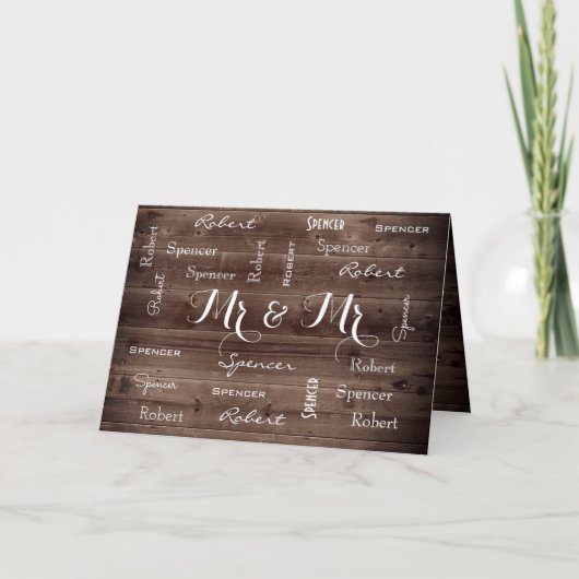 Mr & Mr. Rustic & Romantic Wedding Karte (Vorderseite)