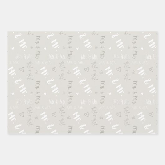 Mr & Mr. Wedding Wrapping Paper Sheets Geschenkpapier Set (Vorderseite 3)