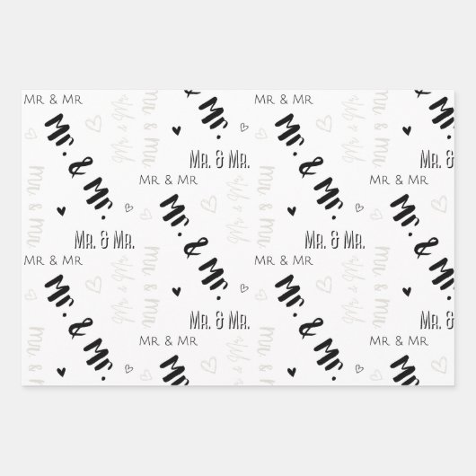Mr & Mr. Wedding Wrapping Paper Sheets Geschenkpapier Set (Vorderseite)
