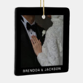 Mr. Mrs. 1 Foto Collage Erste Weihnacht Keramikornament (Rechts)