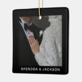 Mr. Mrs. 1 Foto Collage Erste Weihnacht Keramikornament (Links)