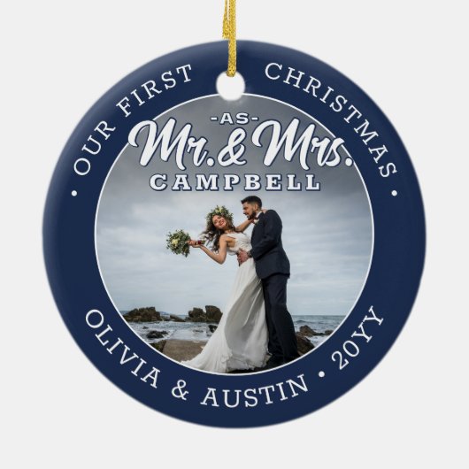 Mr & Mrs 2 Foto Newlyweds 1. Keramik Ornament (Hinten)