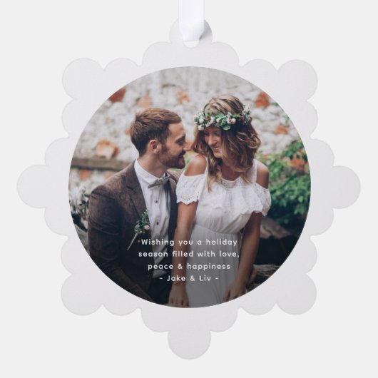 Mr & Mrs 2 Foto Newlyweds Erste Weihnachten Verhei Ornament Karte (Rückseite)