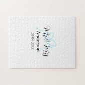 Mr & Mrs add family name date year wedding bow Puzzle (Horizontal)